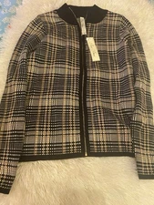 Rina Rossi Black And Tan Checkered Jacket Size S.