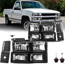Headlight Assembly Set for 1994-1998 Silverado Tahoe Suburban with Bulbs