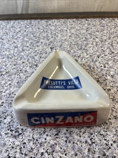 Vintage Cinzano Vermouth Ceramic Ashtray Triangle 5" Ceramica De Piola in Italy