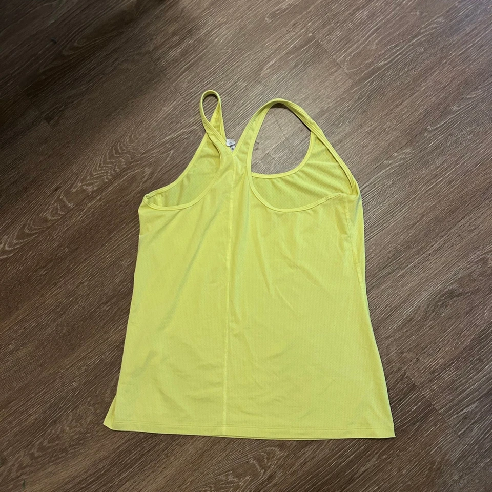 Under Armour HeatGear Fitted Tank Top Womens Large Yellow Athletic Racerback - Image 3 of 4