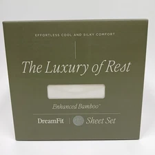 DreamFit Enhanced Bamboo Full XL  Sheet Set Ivory/Light Creme New In Open Box 