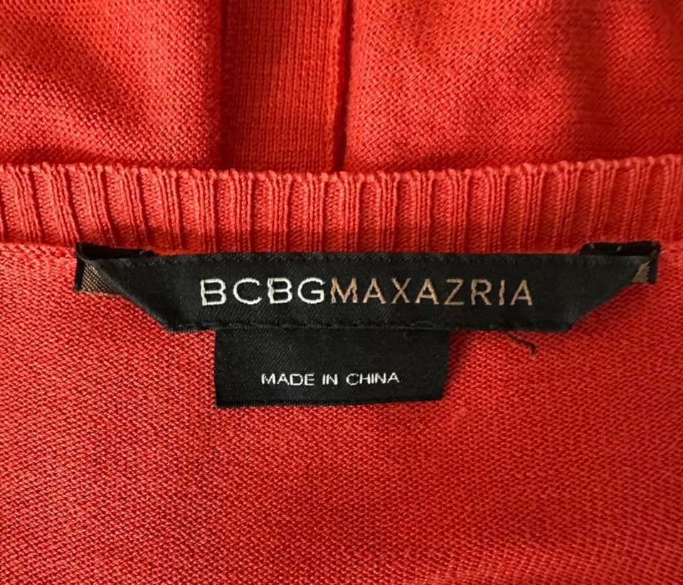 BCBGMAXAZRIA Womens Crew Neck Button Down Cardigan Sweater Small Orange Knit - Image 2 of 4