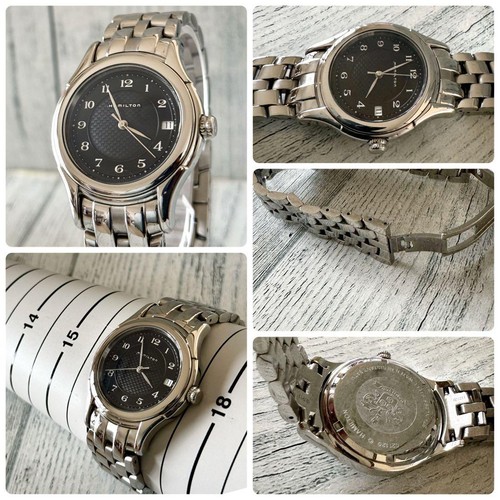 HAMILTON watch black 021120 men's Black x Silver Rare Used Working, From Japan - Picture 6 of 24