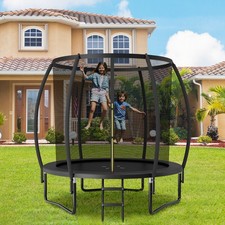 8FT 10FT 12FT Recreational Trampoline Anti-Rust Galvanized Steel Frame w/ Ladder