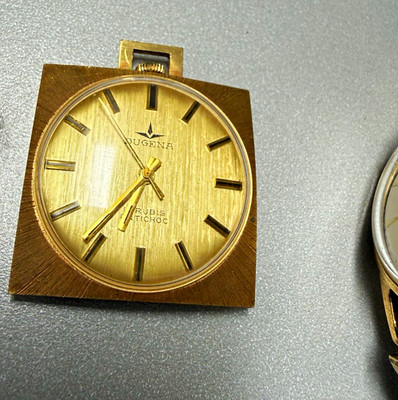 Dugena Rubis Tichoc Uhr mechanisch Handaufzug gold eckig