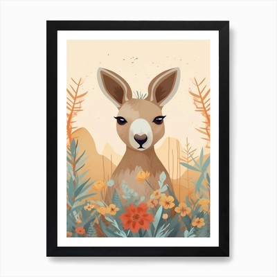 Baby Kangaroo Scandinavian Style Il Framed Wall Art Poster Canvas Print Picture