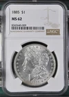 1885 Morgan Dollar NGC Certified MS62