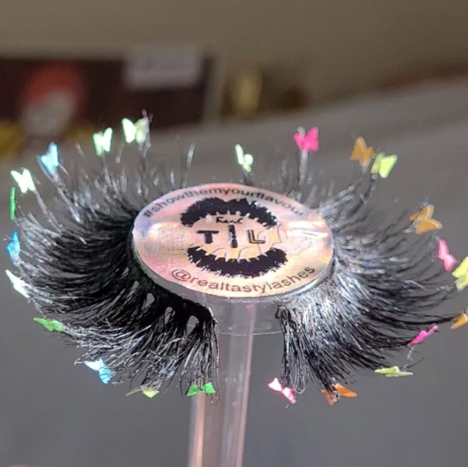 RTL FLAMBE BUTTERFLY🦋 Pestañas Falsas Visón Neón Arco Iris Rosa Naranja Amarillo Orgullo Foto 3 de 4