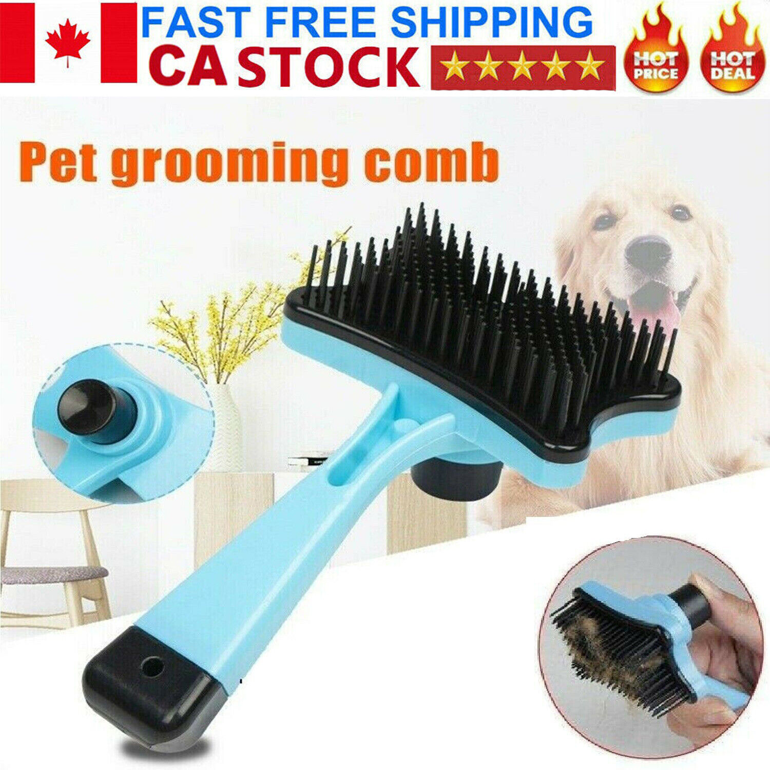 One Button Self Cleaning Pet Grooming Max 54% OFF Dog Brush Cat Fur Rem High material Comb