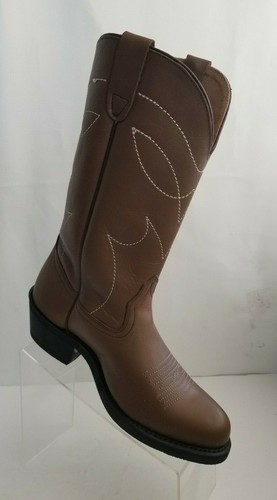 Unbranded Cowboy Boots Vintage Brown Work Neoprene Oil Resistant Sole Heel NEW - Picture 2 of 13