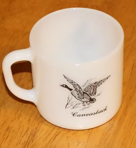 Federal Glass SPORTSMAN - GAME BIRD "CANVASBACK" MUG MilkGlass Heatproof VGUC