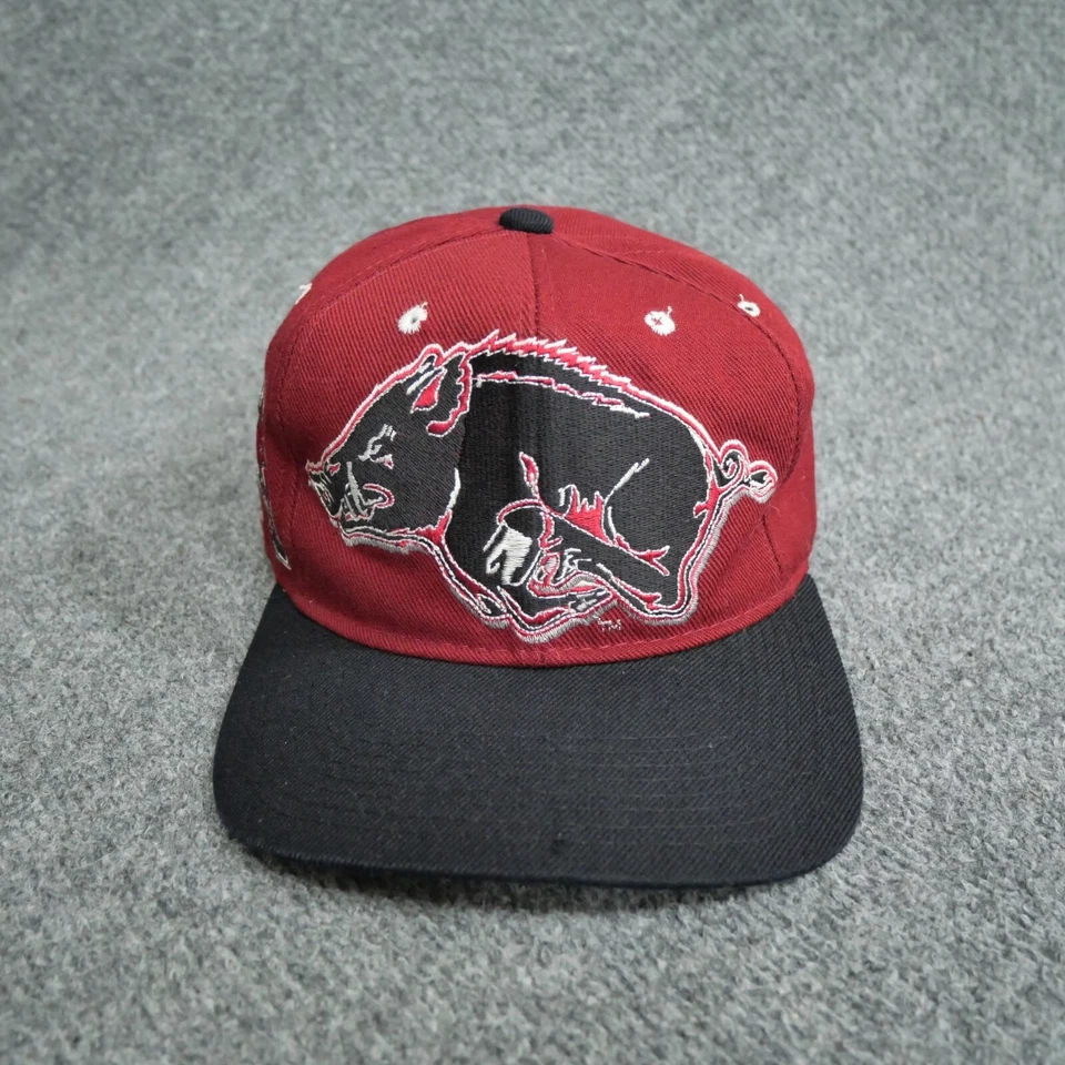 Vintage Arkansas Razorback Hat Cap Red Black Adult 7 Mens Fitted Zephyr Wool 90s - Image 2 of 4