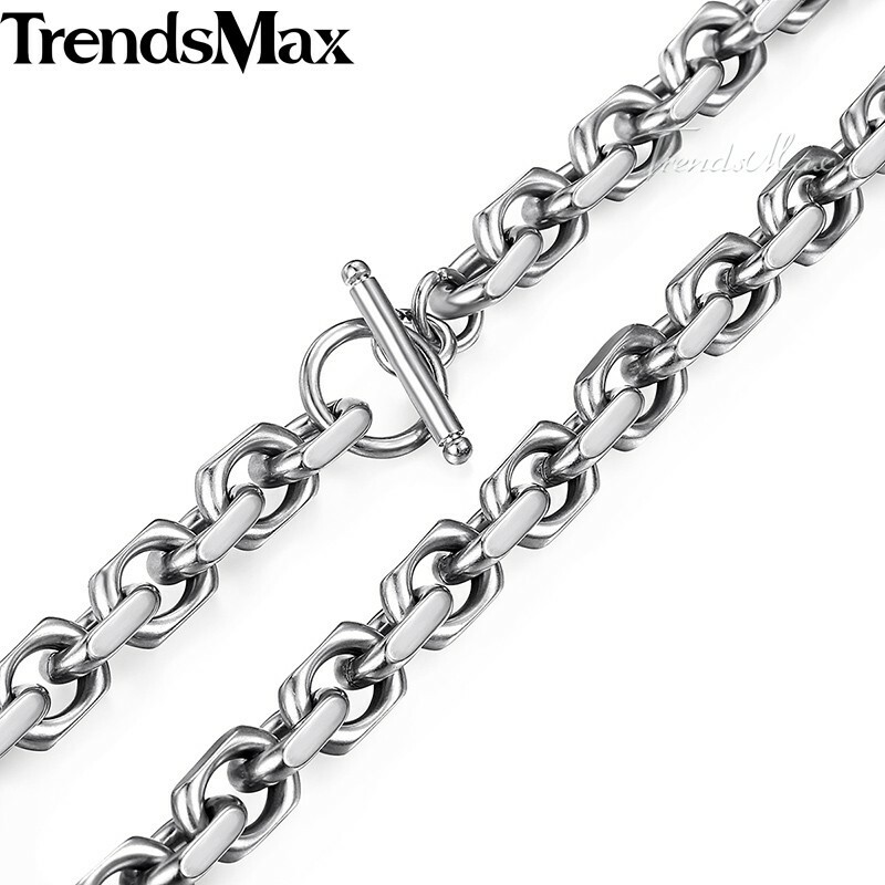 9mm Mens Boys Chain CABLE Rolo Link 316L Stainless Steel Necklace Toggle  Clasp