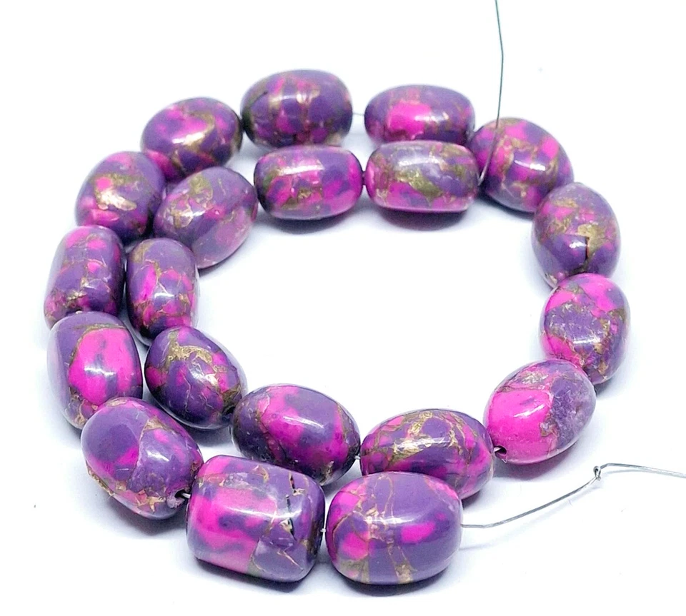 Purple Turquoise Smooth Nugget , Size 14-13 mm Beads Gemstone Bead 8"Inch Strand - Image 4 of 4