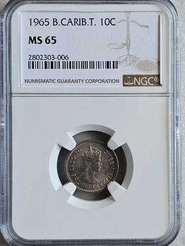 British Caribbean Territories 10 Cents 1965 NGC MS 65