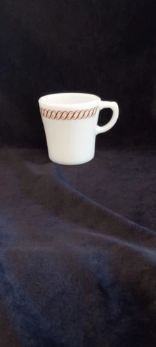 Pyrex Corning Tableware Regency Cup Diner Mug Milk Glass Copper Scroll 701 