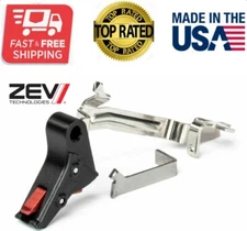 ZEV Tech PRO Flat Face Trigger & Bar for Gen 1-4 Glock w/ Connector Black / Red