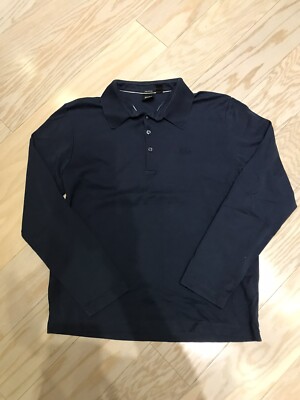 Hugo Boss Mens Long Sleeves Polo Shirt, Size L, Navy Blue
