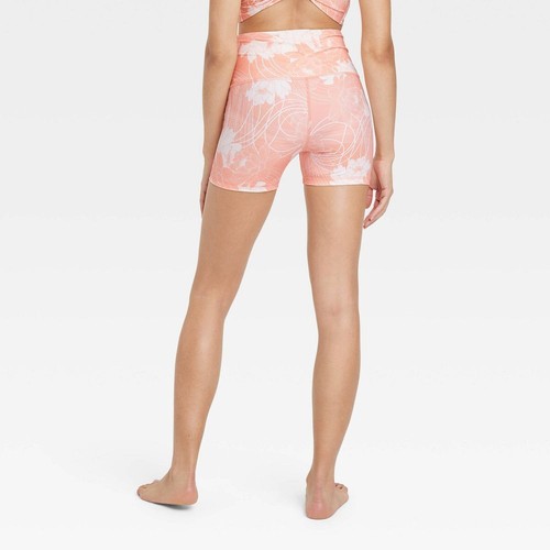 JoyLab Women's HighRise Bike Shorts 4" Workout Pants, Floral Coral