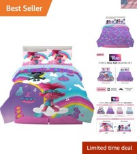 Trolls World Tour 5-Piece Full Size Bed Set - Super Soft Microfiber Comforter