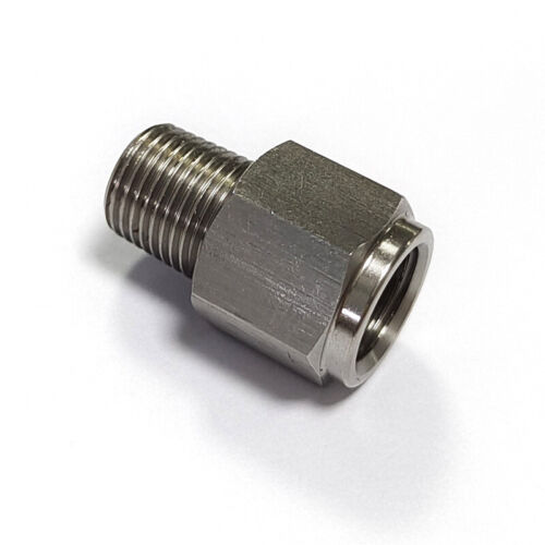 1/8" NPT Stecker auf M10x1.0 Buchse Edelstahl Öldruckmesser Adapter - Picture 2 of 4