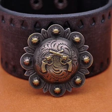 LOT OF 6 CONCHOS ANTIQUE BRASS PICO BERRY WESTERN RODEO LEATHER TACK 1 1/2 "