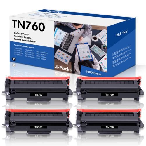 4PK TN760 TN730 Toner (with Chip) for Brother MFC- L2710DW L2717DW HL-2370DW