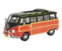 Schuco Resin Modellauto 1:43 Vw Volkswagen Vw T1 Samba Woody Braun Rot