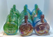 1970's Wheaton 36 Mini Presidential Carnival Glass Embossed Decanter Bottles