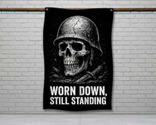 Worn Gym Flag - Motivational Home Gym Decor Wall Art Banner