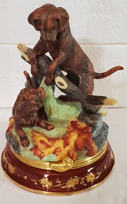 LE Franklin Mint Fetching My Attention Porcelain Trinket Box Dog Signed