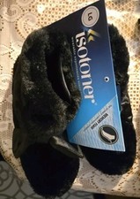 Isotoner All Around Memory Foam Slippers/boot Black Size Large NWT