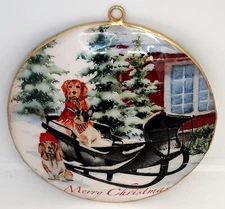 Melrose International Lg Double-sided Disc Christmas Ornaments 5.5 In Gold Trim