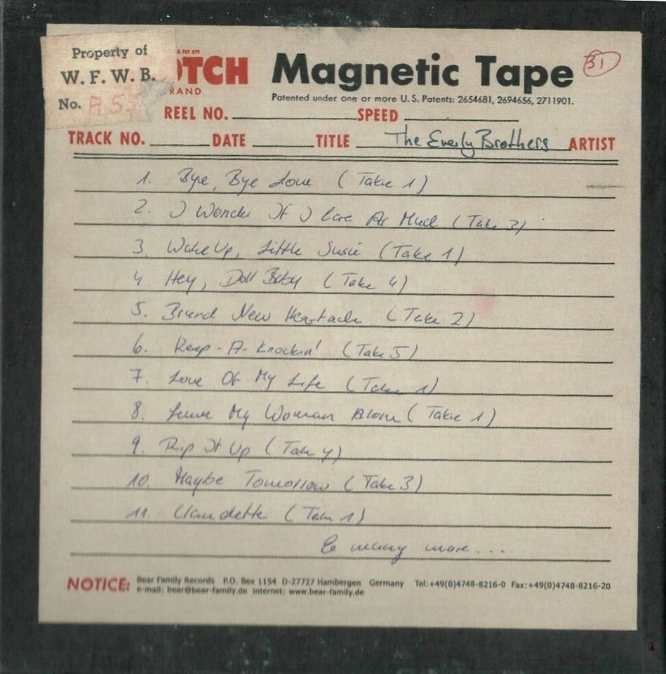 THE EVERLY BROTHERS - STUDIO OUTTAKES ( Bear Family Records ) - 34 Titel - Bild 3 von 4