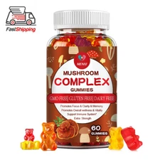 Mushroom Extract Complex Gummies Lions Mane Chaga Reishi Focus Memory Immunity
