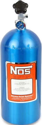 NOS NITROUS BOTTLE,10 LB,BLUE,SUPER HI-FLO VALVE WITH GAUGE,7'' DIA.,SIPHON TUBE
