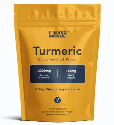 FORMULA MAX5 NUTRITION Turmeric and Black Pepper 2,125mg High Strength Vegan Capsules - UK MADE