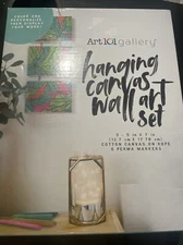 Art 101 gallery HANGING CANVAS WALL ART SET 3 - 5" x 7" Canvas on Rope w/Markers