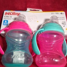 N by Clik-it Soft Spout Trainer Sippy Cups 10oz Pink Blue BPA-Free 4m