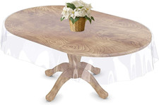 Clear Table Cover Protector - Oval Clear 60X 90 Inch Plastic Tablecloth Vinyl Tr