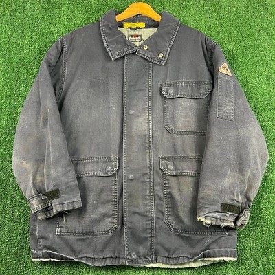 Bulwark Jacket Men's M Navy Blue Flame Resistant Insulated Workwear Canvas FR