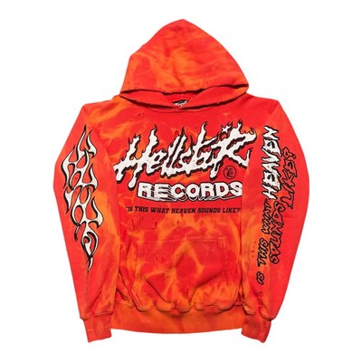 Hellstar Studios Records Hooded Sweatshirt Washed Red