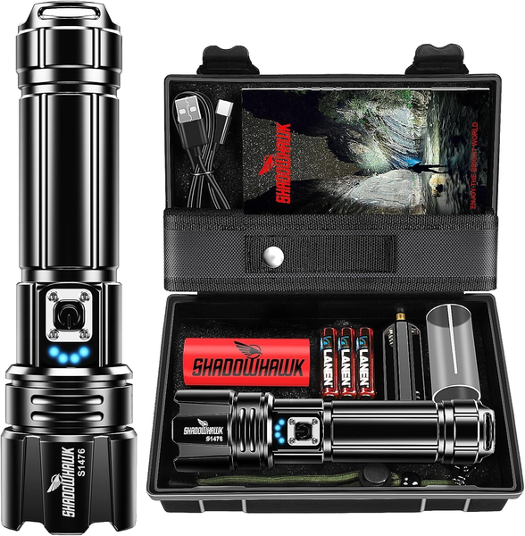 Shadowhawk Taschenlampe Led 500,000 Lumen, Extrem Hell Taschenlampe USB Aufladba-image