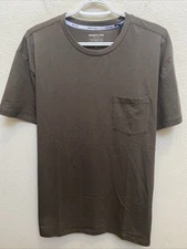 Kenneth Cole Large T-Shirt Dark Brown Short Sleeve Crew Neck The Pocket Tee $49