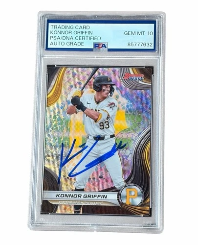 Konnor Griffin Signed Card 1st Bowman Paper Auto Pittsburg Pirates PSA 10