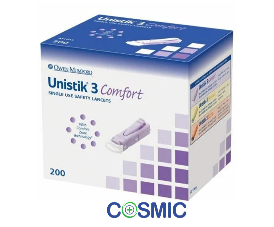 Unistik 3 Comfort Single Use Safety Lancets Pack of 200's