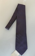 Ferrell Reed Hand Woven 100 Silk Tie Purple  White Polka Dot NWT