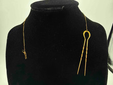 Vintage Gold filled Metal Hair Pin/Fork Stick with Chain  Key Charm Women