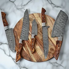 Personalized Kitchen Knife Set 5 Pcs | Handmade Damascus Steel Chef Knives set