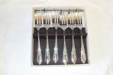 Set of 6 x Vintage Chrome Plated Sheffield Chromoid Cake Pastry Forks